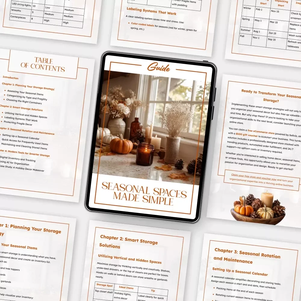 Seasonal Spaces Made Simple | Smart Guide to Organize & Store Seasonal Décor | Digital Download eBook for Home Storage, Decluttering, and Seasonal Rotation