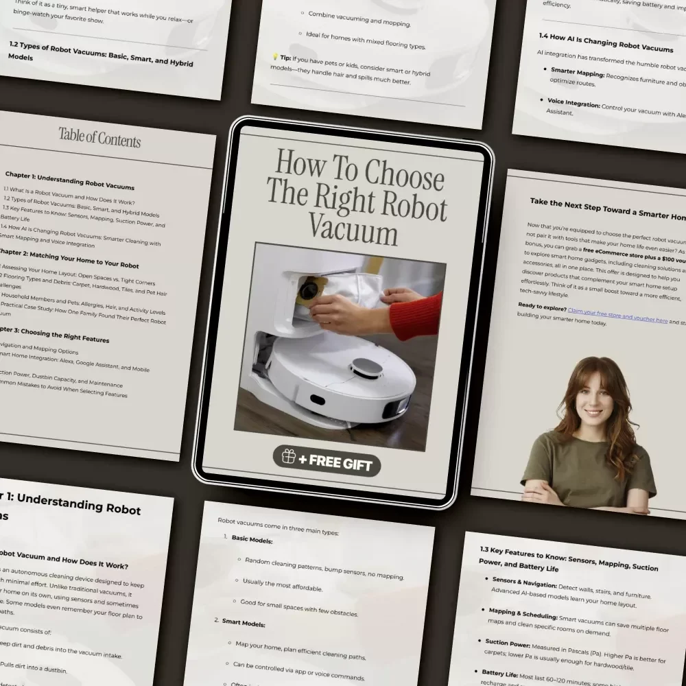 How to Choose the Right Robot Vacuum | Ultimate Buyer’s Guide for Smart Homes, Pet Owners & Busy Families | Digital Download eBook & Checklist
