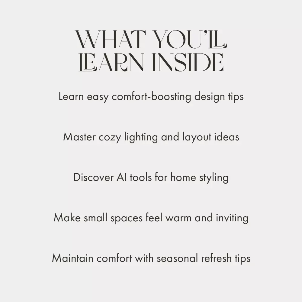 Transform Your Living Room into a Comfort Oasis | Cozy Living Room Design eBook | Home Decor Tips for Cozy Living Room Inspiration & AI Styling Guide