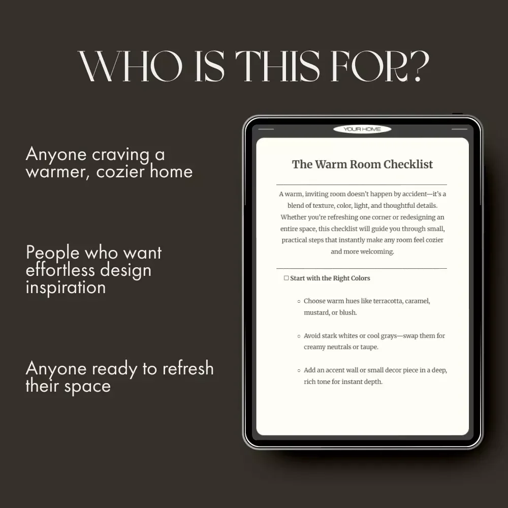 The Warm Room Checklist | Cozy Home Decor Guide | Digital Download for How to Make a Room Feel Warmer Instantly