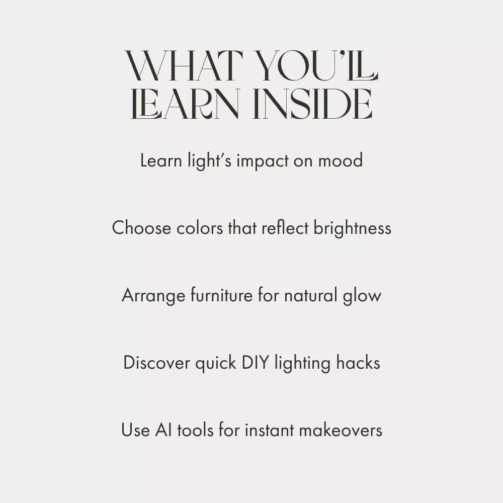 Simple Ways to Make Any Room Brighter | Home Decor eBook | How to Make a Room Feel Brighter | Light & Space Design Guide for Cozy, Happy Homes