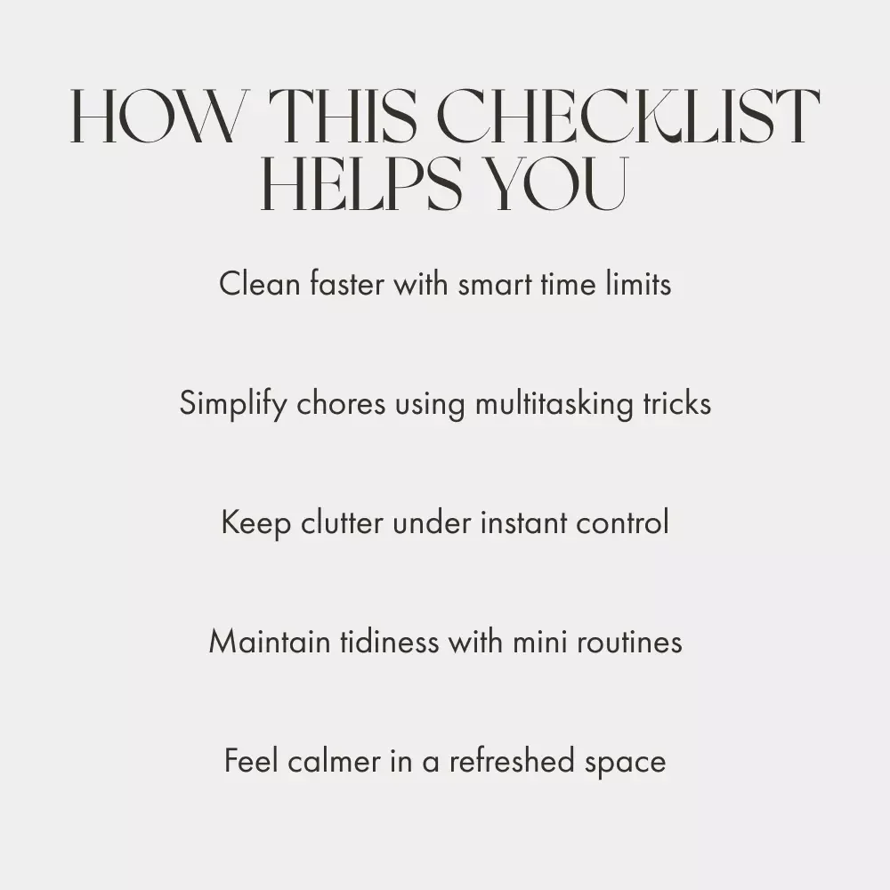 How to Tidy Up When You Have No Time – Printable Cleaning Checklist for Busy People | Instant Digital Download | Quick Home Reset Guide for When Life Gets Messy | how to clean when you have no time
