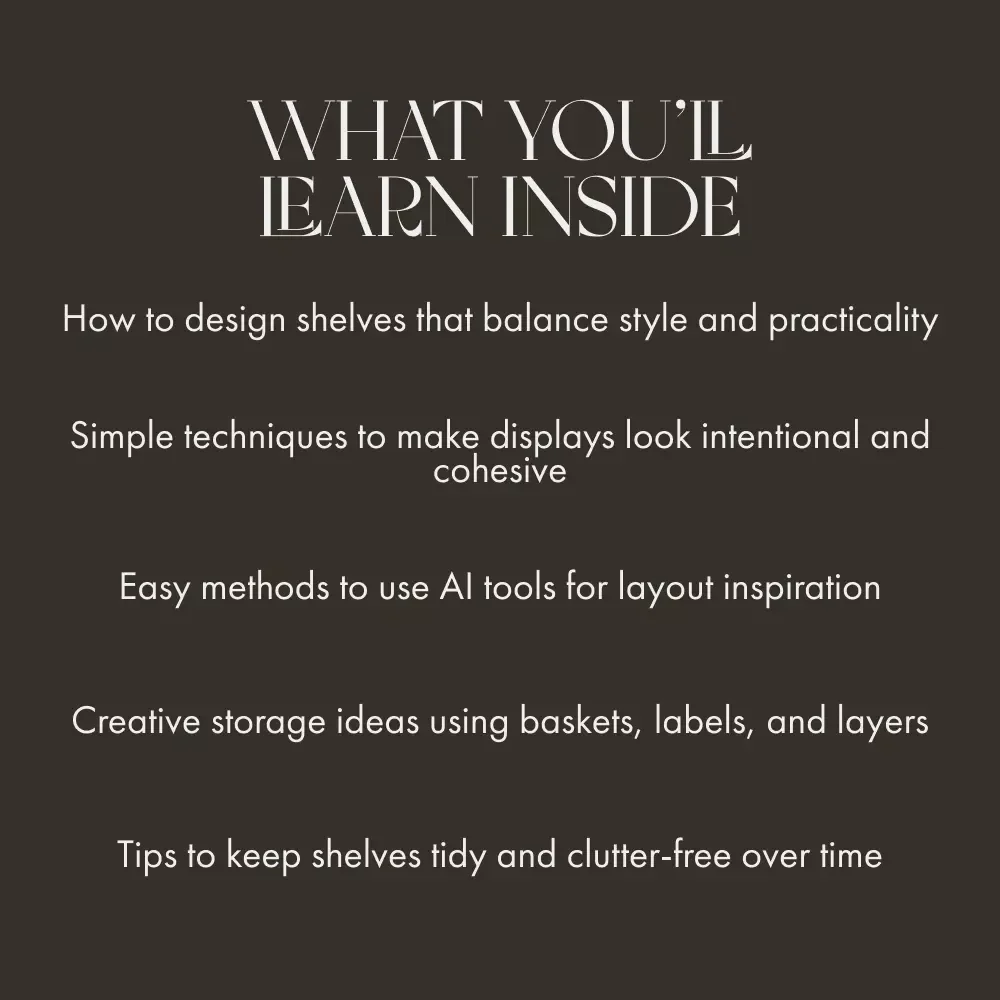 Smart & Stylish Ways to Organize Open Shelves | Minimalist Home Decor Guide | Digital Download for Modern Organization & Shelf Styling