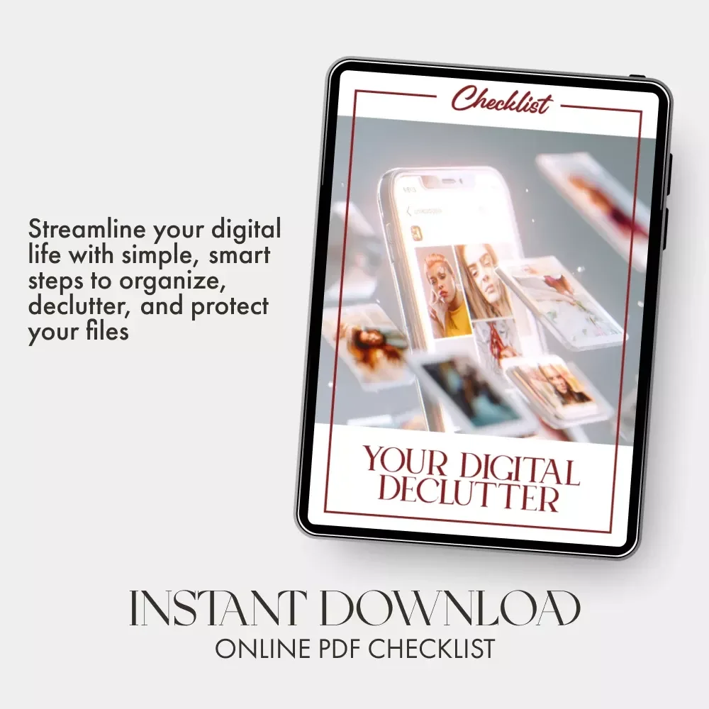 Your Digital Declutter Checklist | Printable & Downloadable Guide for How to Organize Digital Photos and Files | Minimalist Digital Life Organizer