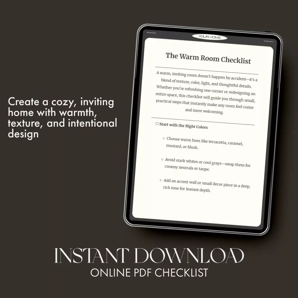 The Warm Room Checklist | Cozy Home Decor Guide | Digital Download for How to Make a Room Feel Warmer Instantly