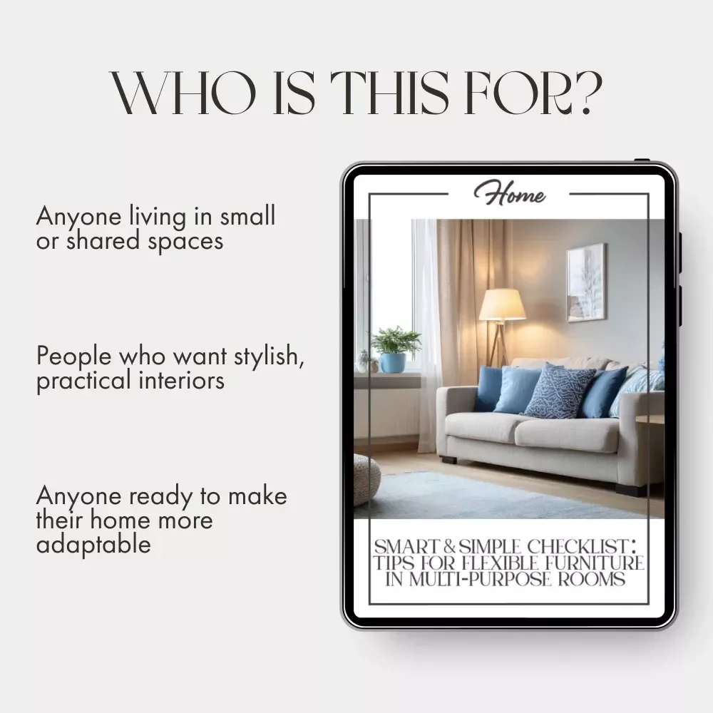 Tips for Flexible Furniture in Multi-Purpose Rooms | Printable Home Design Checklist for Small Spaces, Apartment Living & Interior Styling Guide | Digital Download