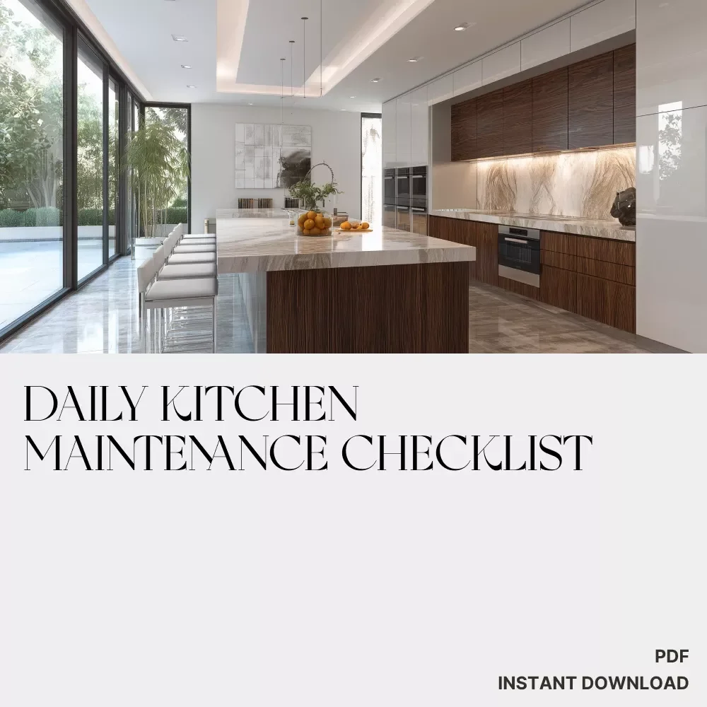 Daily Kitchen Maintenance Checklist | Printable Daily Cleaning Schedule | Digital Download Home Organization Guide for a Spotless Kitchen