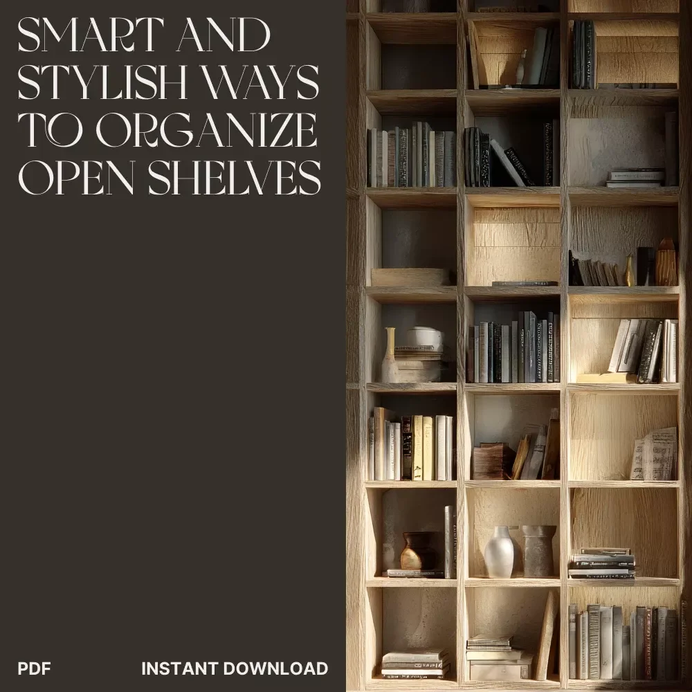 Smart & Stylish Ways to Organize Open Shelves | Minimalist Home Decor Guide | Digital Download for Modern Organization & Shelf Styling