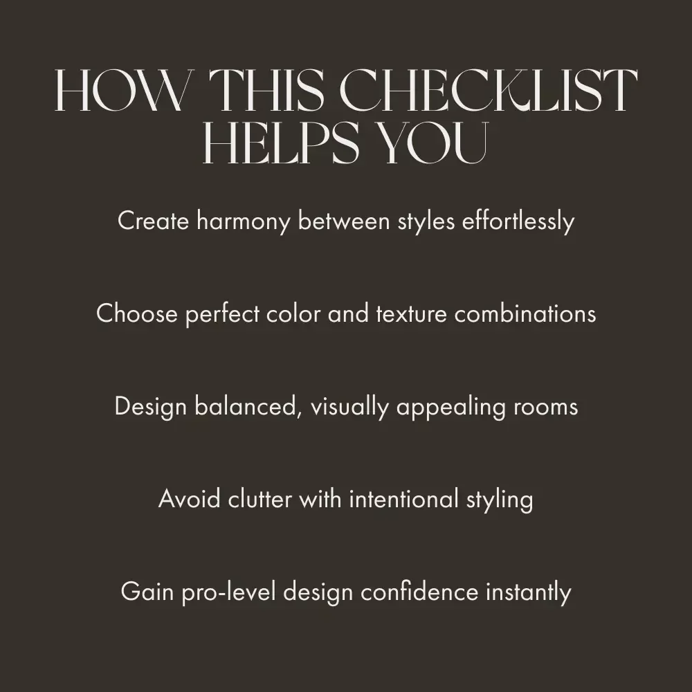 How to Combine Furniture and Decor Like a Pro | Interior Styling eBook | Home Design Guide for Mixing and Matching Styles | Digital Download Home Decor Checklist