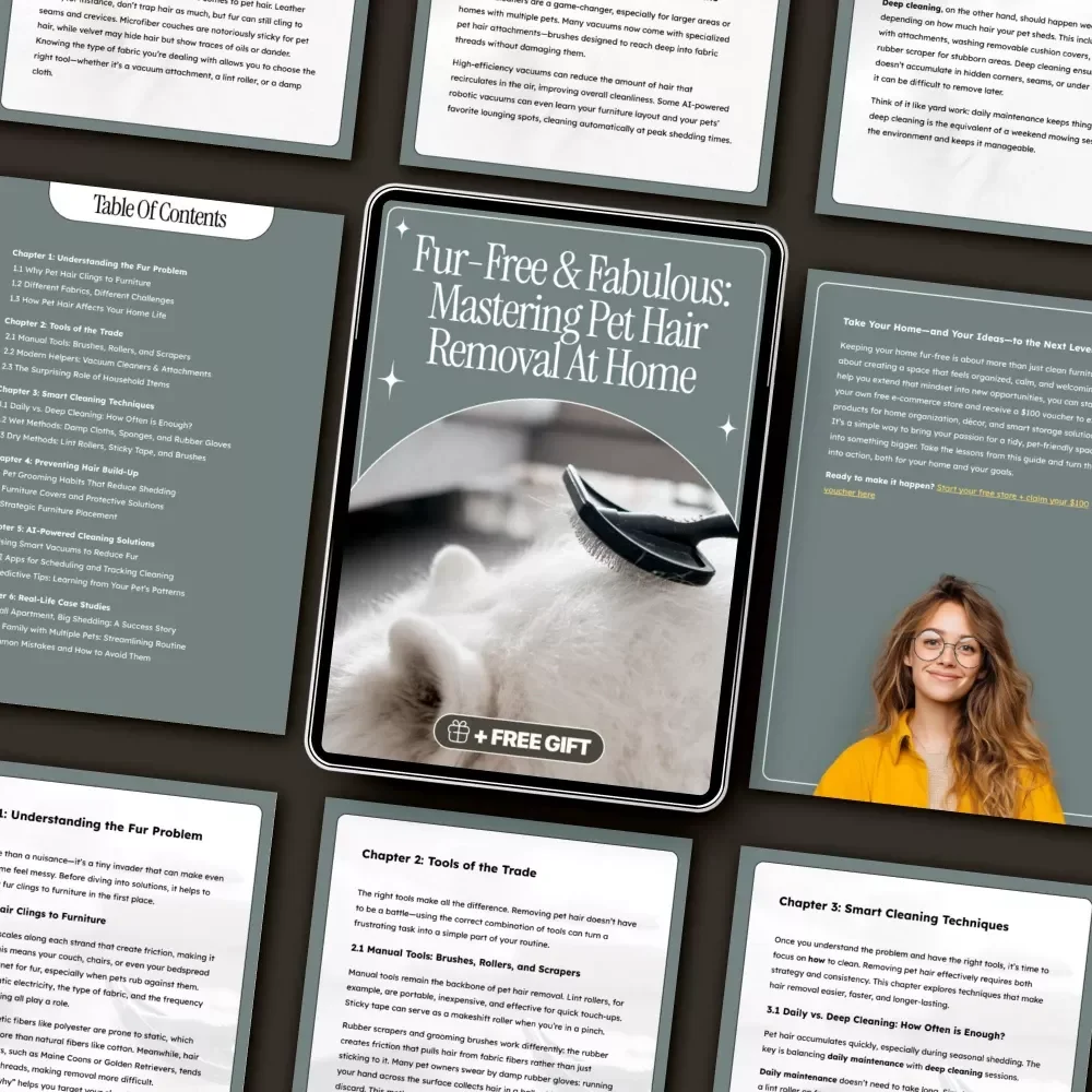 Fur-Free & Fabulous: Mastering Pet Hair Removal at Home | Ultimate Guide on How to Remove Pet Hair from Furniture | Digital Download eBook for Pet Owners