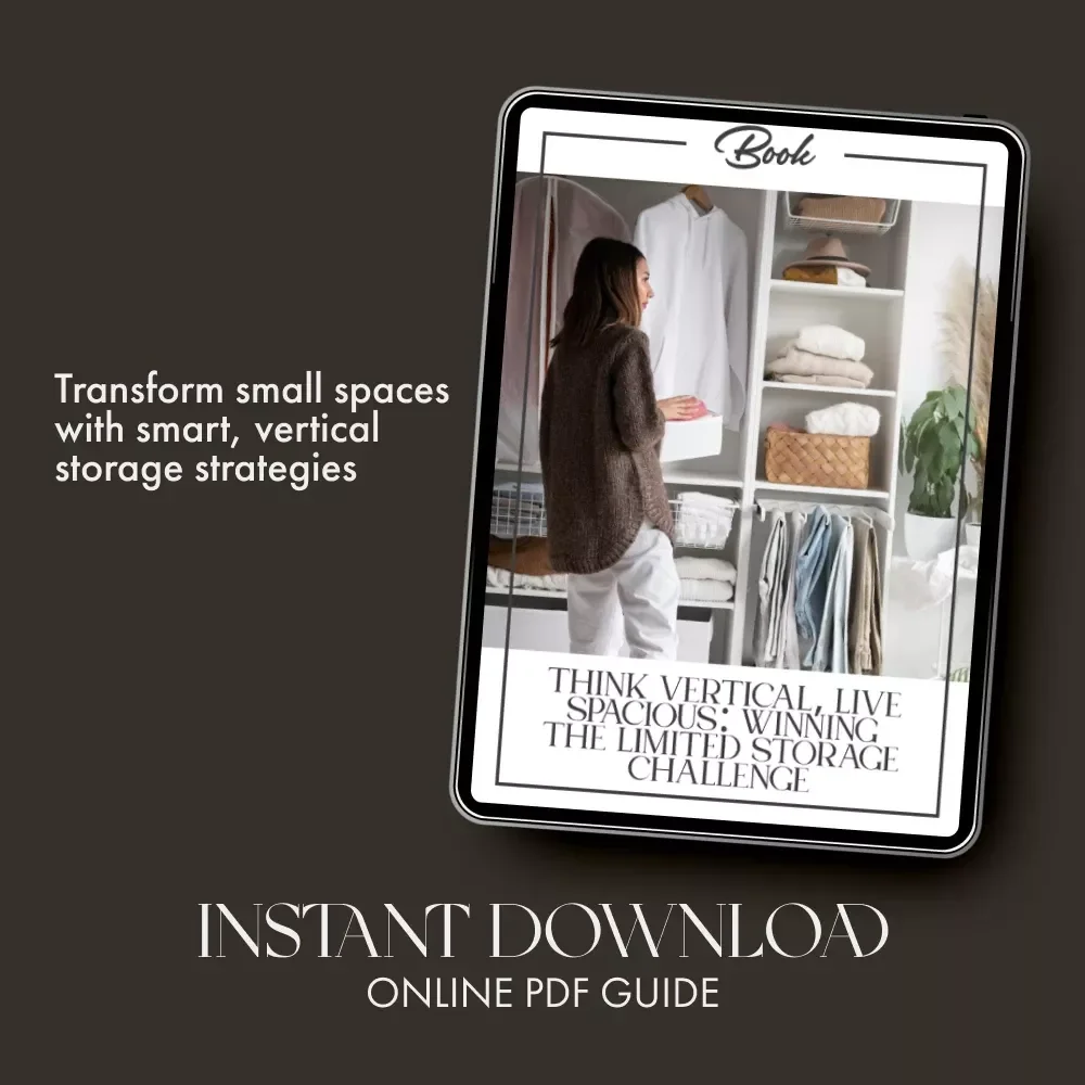 Think Vertical, Live Spacious: Winning the Limited Storage Challenge | eBook for Small Space Organization & Decluttering | what to do when storage is limited | Smart Storage & Minimalist Living Guide