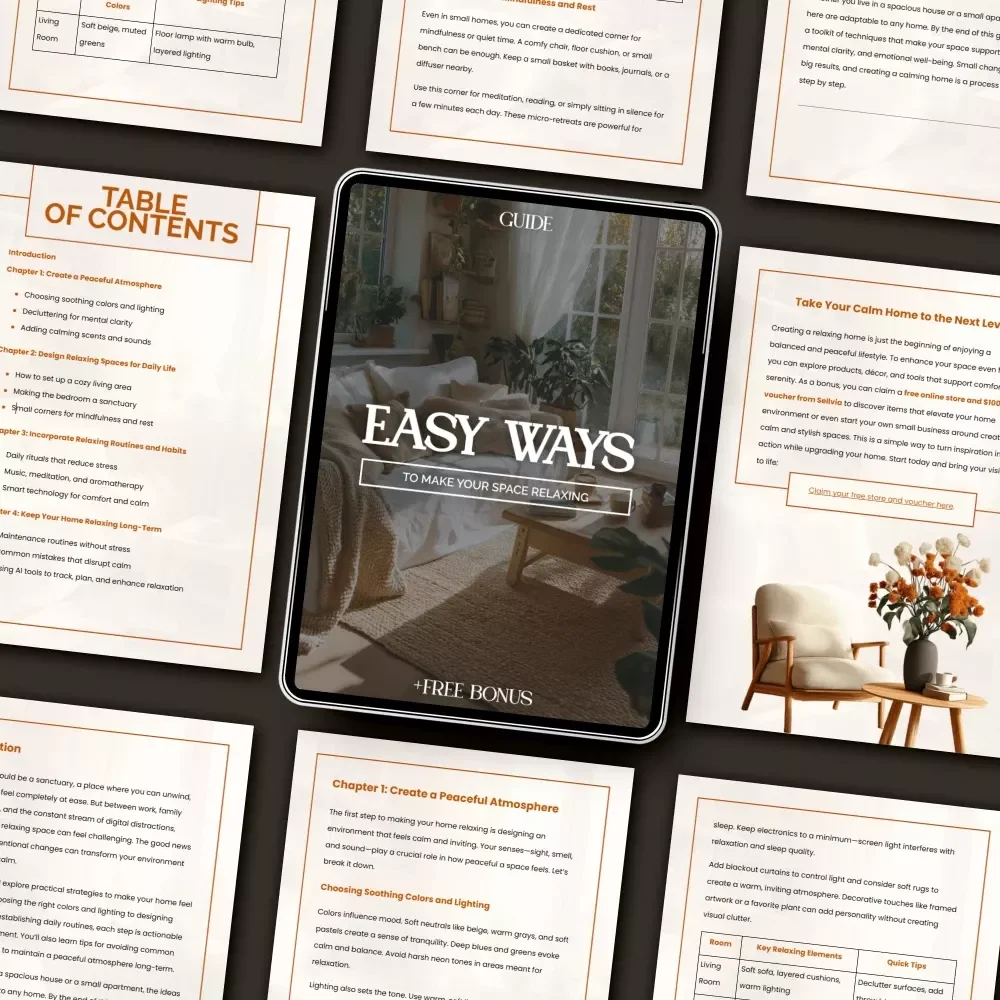 Easy Ways to Make Your Space Relaxing | Home Serenity Guide | What to Do to Make Home Relaxing | Digital Download eBook for Peaceful Living