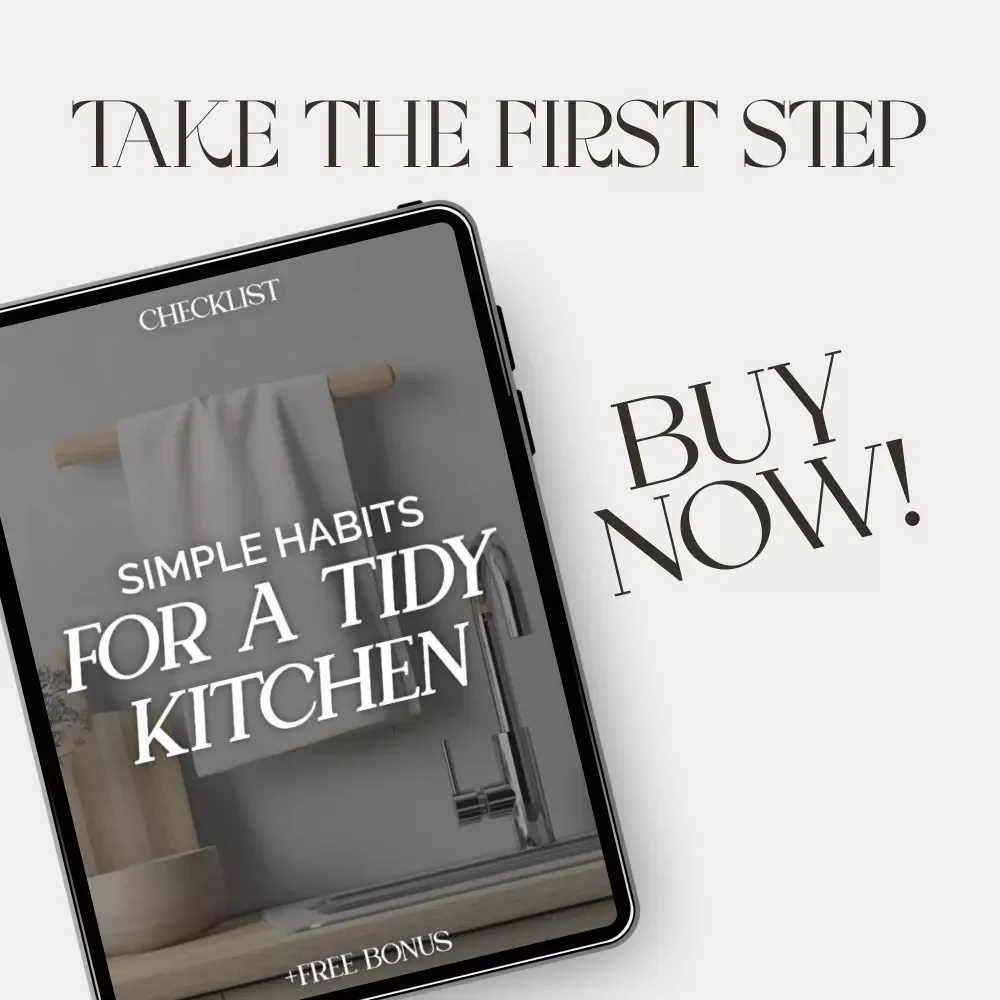 Simple Habits for a Tidy Kitchen Checklist | Digital Download for Busy Homeowners | Kitchen Organization Guide with what simple hacks keep counters clear