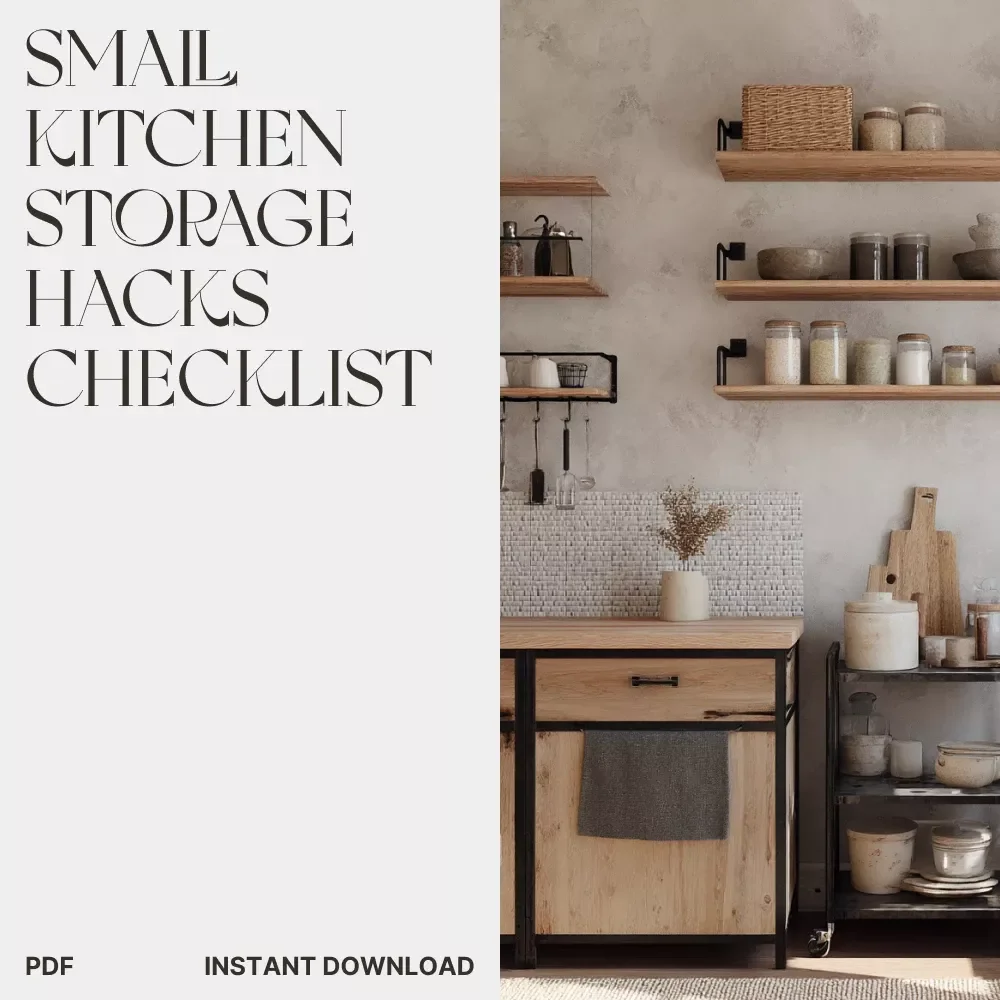 Small Kitchen Storage Hacks Checklist | Digital Download | Space-Saving Organization Guide for Small Kitchens, Apartments & Tiny Homes