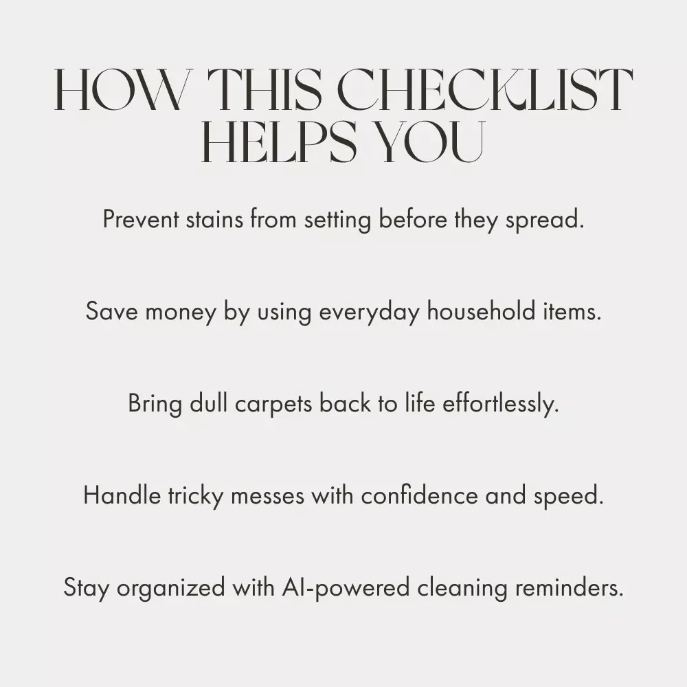 Your Carpet Stain Removal Action Plan | Printable Home Cleaning Checklist | Digital Download Guide on How to Remove Carpet Stains | Instant Download PDF