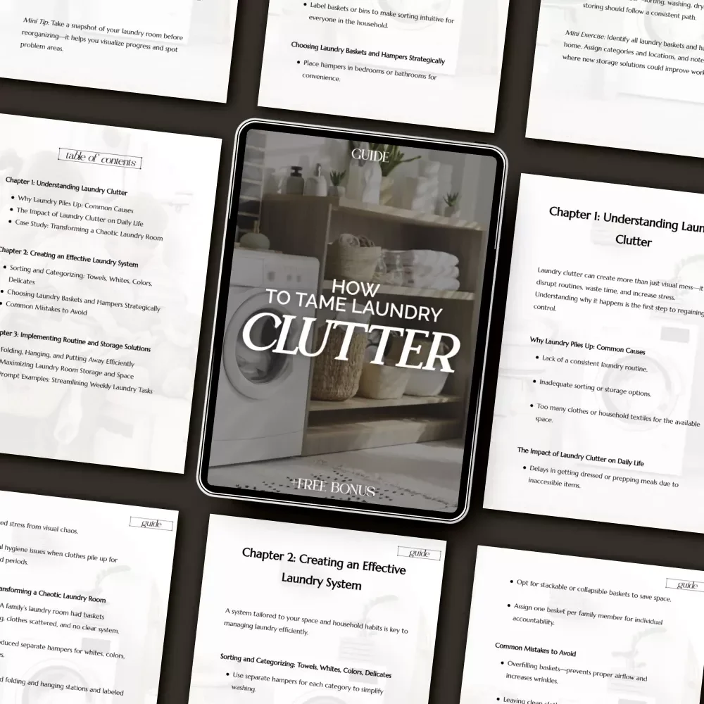 How to Tame Laundry Clutter | Digital Guide for a Clutter-Free Laundry Space | Organize Laundry, Maximize Space & Simplify Your Routine | Instant Download eBook on What to Do When Laundry Clutters Space