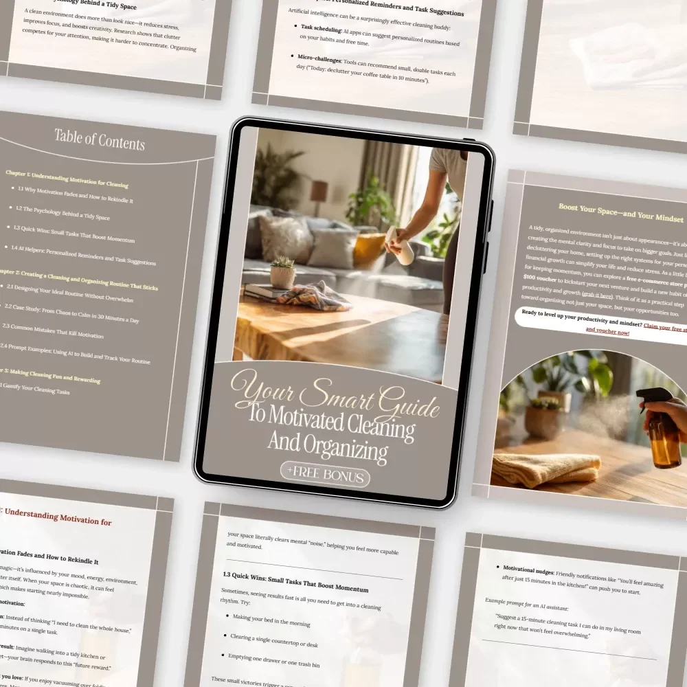 Your Smart Guide to Motivated Cleaning and Organizing | Digital Guide on How to Stay Motivated to Clean and Organize | Printable eBook for Home Organization Motivation, Productivity & Routine Building