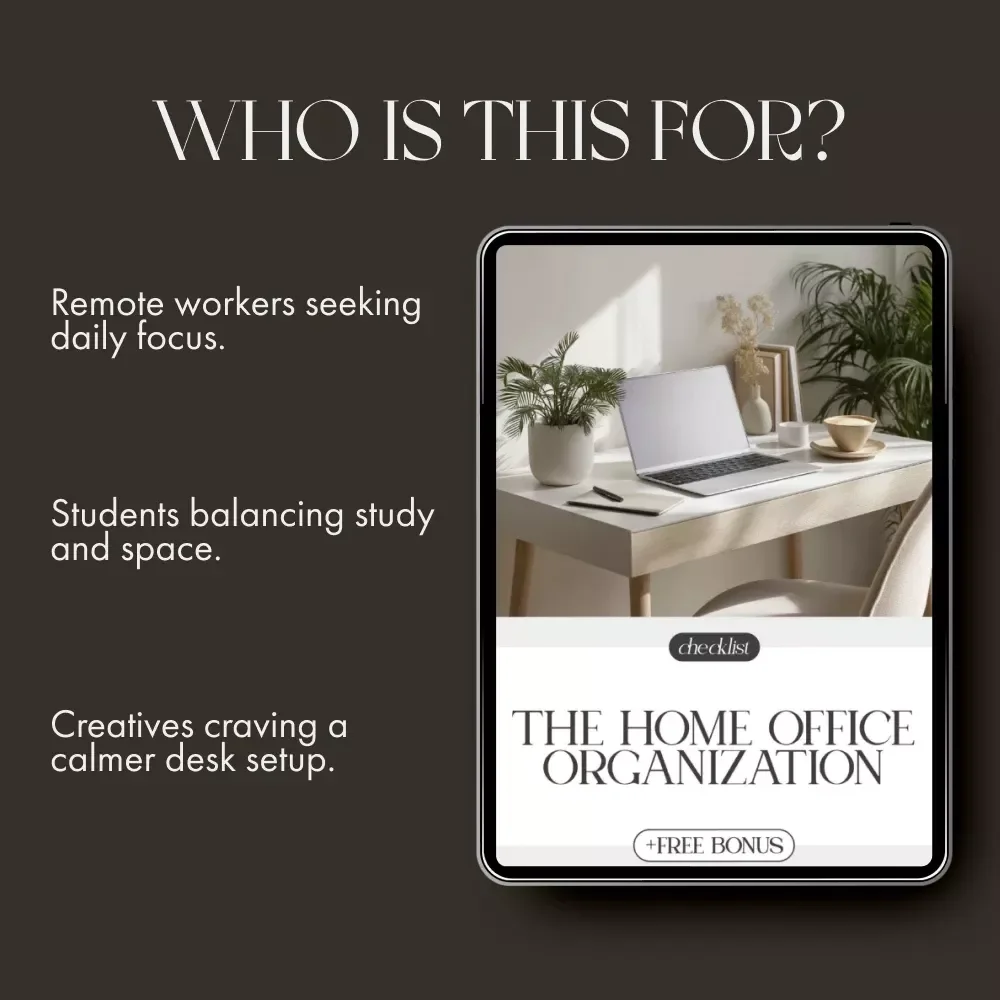 The Home Office Organization Checklist | Digital Download Guide for How to Implement Organization for Home Office | Printable Minimalist Workspace Planner