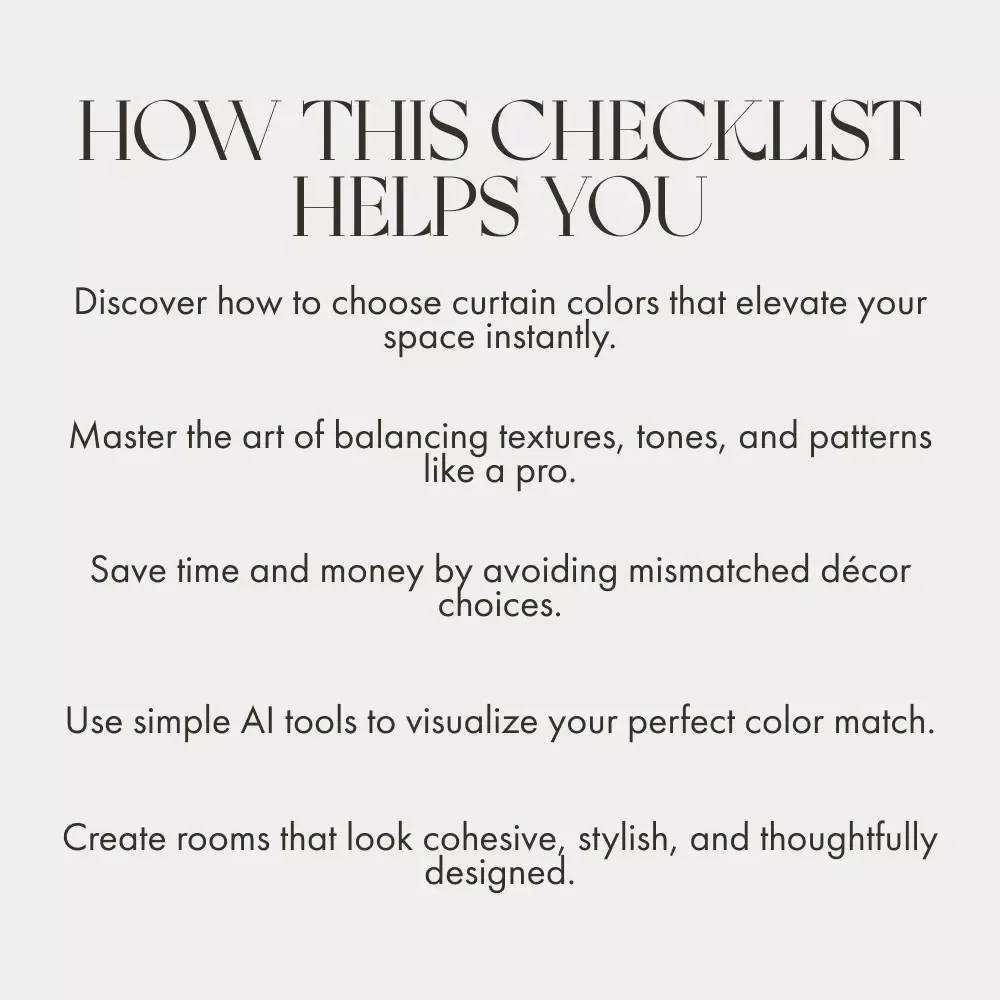 Perfect Match at Home | Printable Checklist for How to Pair Curtains and Furniture | Interior Design Color Coordination Guide | Instant Digital Download