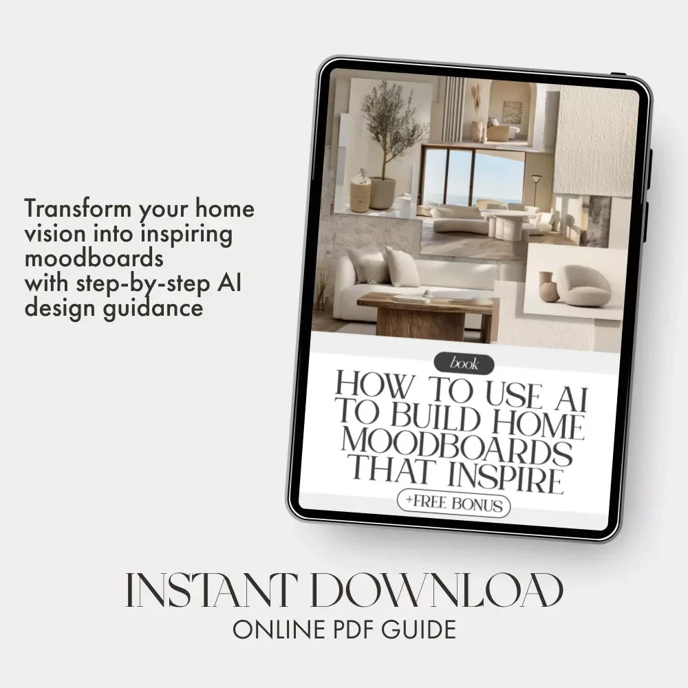 How to Use AI to Build Home Moodboards That Inspire | Digital eBook for Interior Designers, DIY Decor Lovers & Creators | Learn how to use AI to create home moodboards with ease