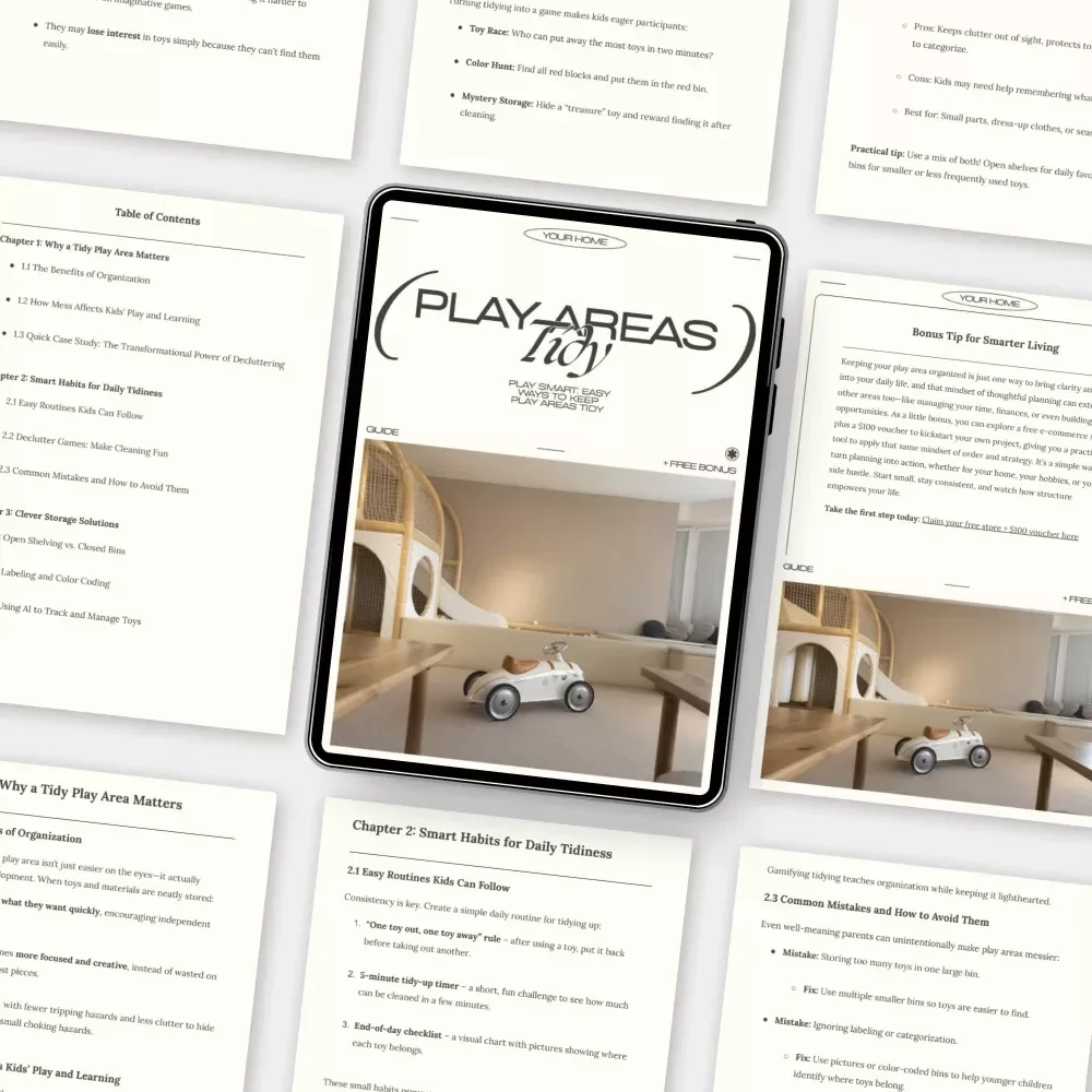 Play Smart: Easy Ways to Keep Play Areas Tidy | Digital Guide for Parents | Printable eBook with Tips for Keeping Play Areas Tidy