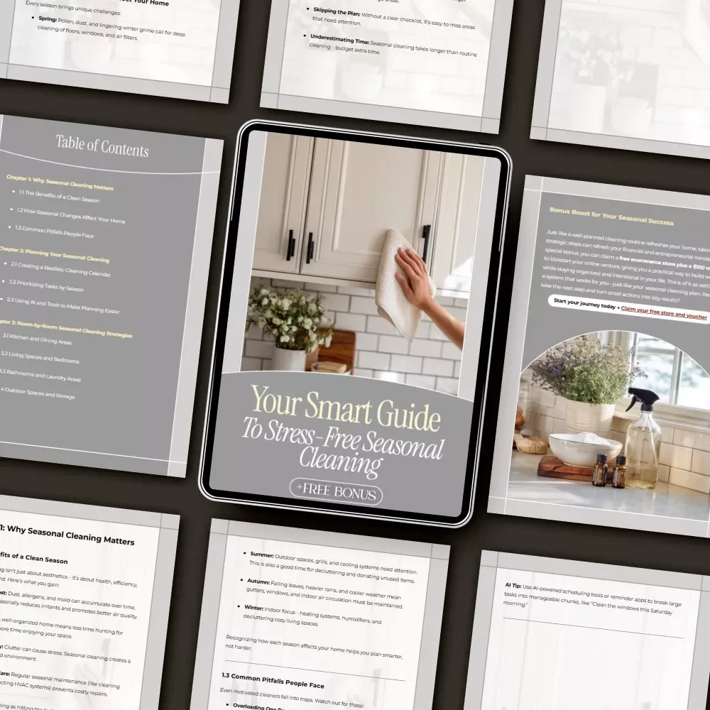 Your Smart Guide to Stress-Free Seasonal Cleaning | Digital Download eBook for How to Plan Seasonal Cleaning | Printable Home Organization & Decluttering Guide