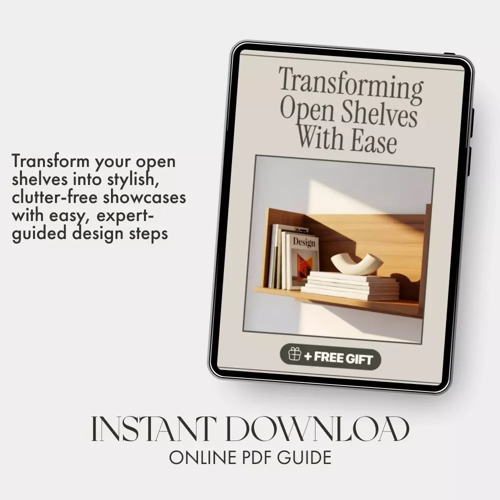 Transforming Open Shelves with Ease | Modern Home Styling Guide | Digital Download for Shelf Organization, Decluttering, and AI Shelf Styling Ideas