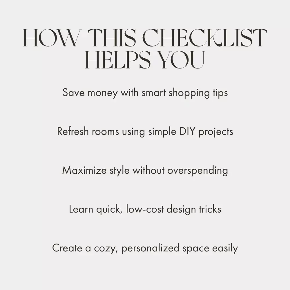 How to Decorate Your Home on a Budget | Printable Home Décor Checklist | Affordable Decorating Ideas for Every Room | Instant Digital Download