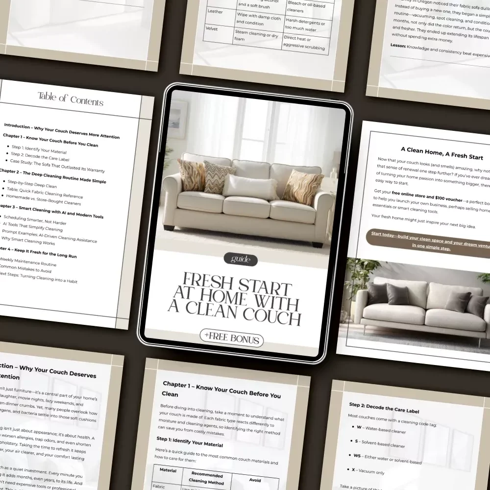 Fresh Start at Home with a Clean Couch | How to Clean Your Couch Guide | Digital Download for Easy Deep Cleaning & Smart Home Care