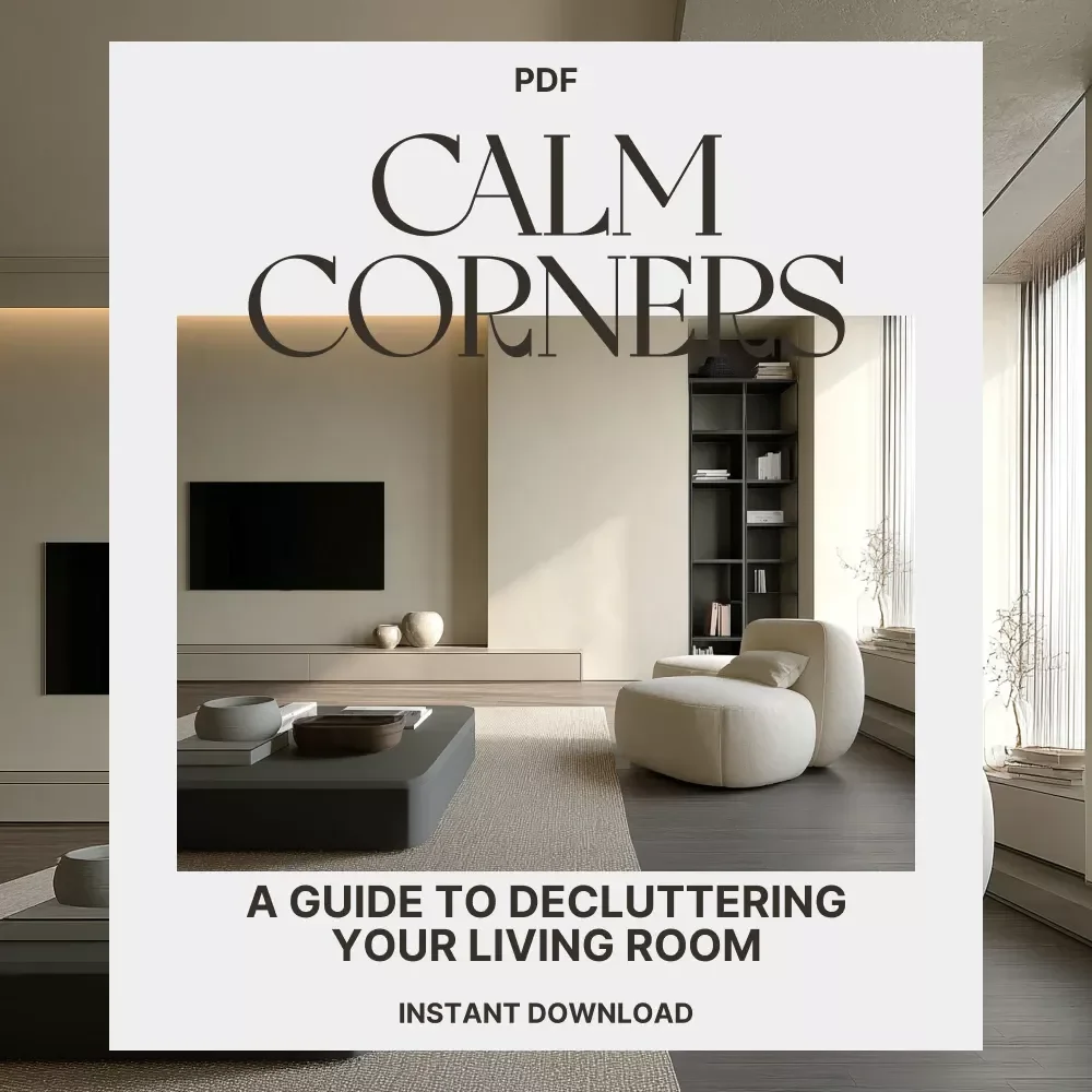 Calm Corners: A Guide to Decluttering Your Living Room | Best Way to Declutter Living Room | Minimalist Home Organization & Mindful Living Digital Download