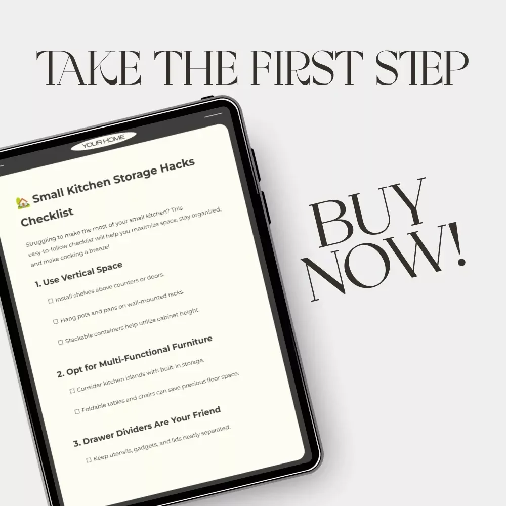 Small Kitchen Storage Hacks Checklist | Digital Download | Space-Saving Organization Guide for Small Kitchens, Apartments & Tiny Homes