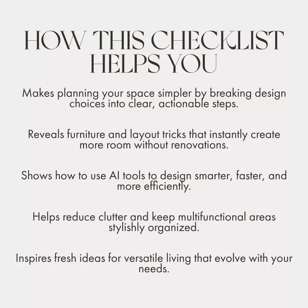 Multi-Functional Living Space Checklist | Digital Home Organization Guide | How to Create Multi Functional Living Spaces for Small Apartments & Modern Homes