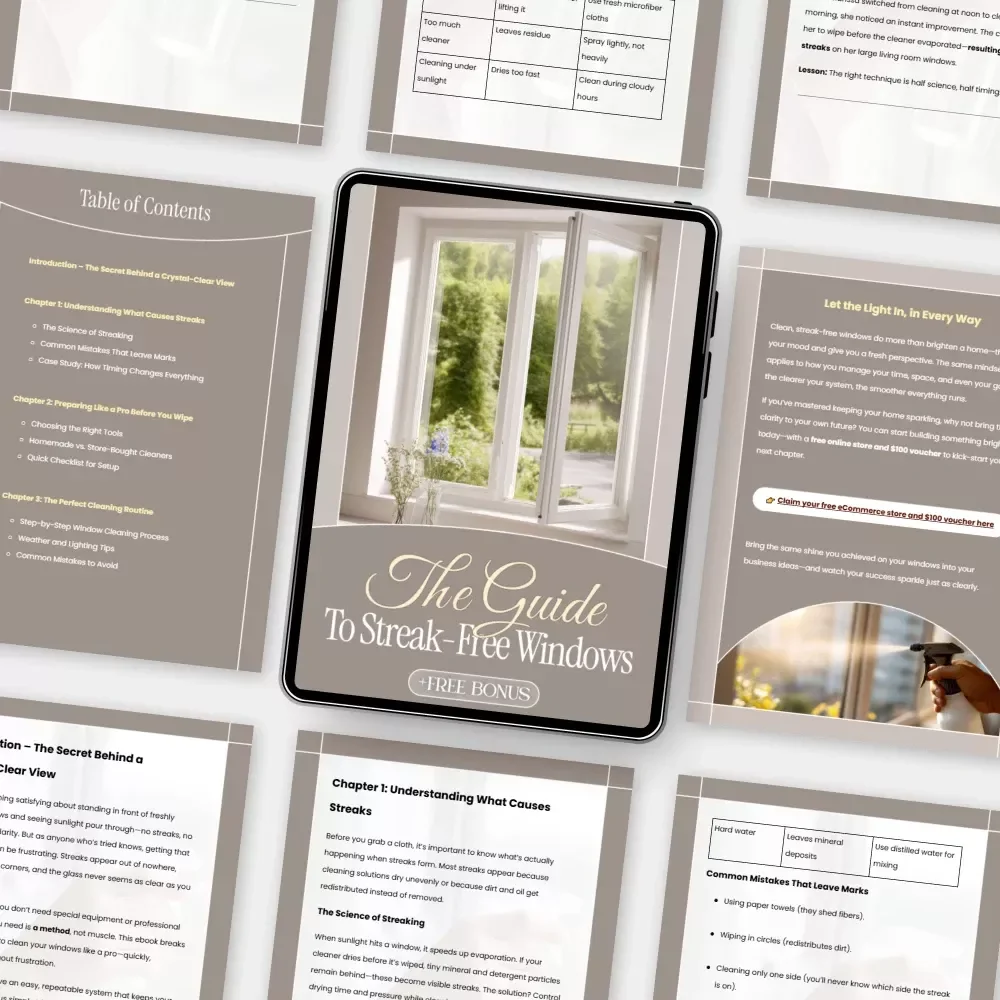 The Guide to Streak-Free Windows | eBook for a Crystal-Clear View | How to Clean Windows Without Streaks | Digital Download Cleaning Guide