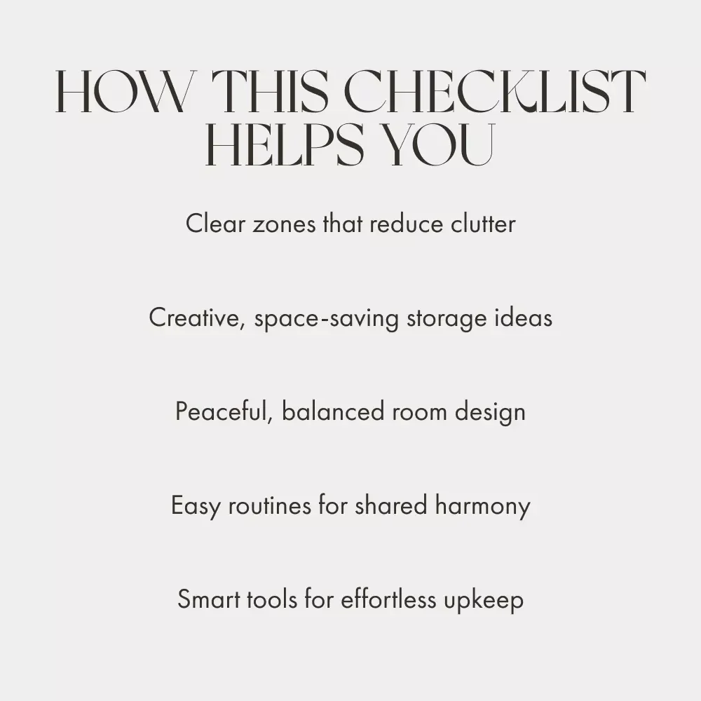 The Checklist for Organizing Shared Bedrooms | Printable Room Organization Guide | Digital Download for Families, Roommates & Kids | How to Organize Shared Bedrooms Easily
