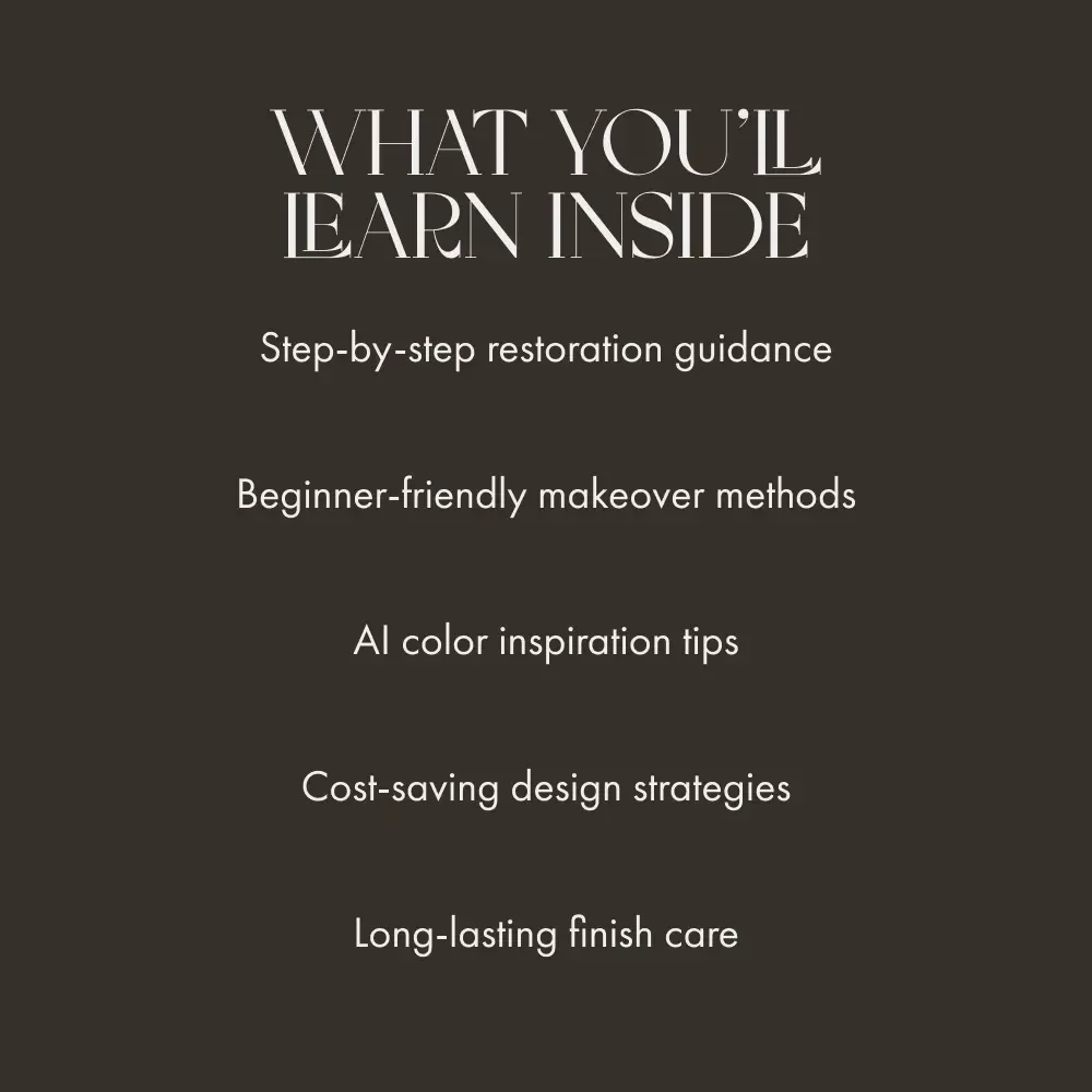 Bringing Old Furniture Back to Life – DIY Restoration Guide for Beginners | How to Make Old Furniture Look New | Printable eBook PDF for Home Decor Enthusiasts