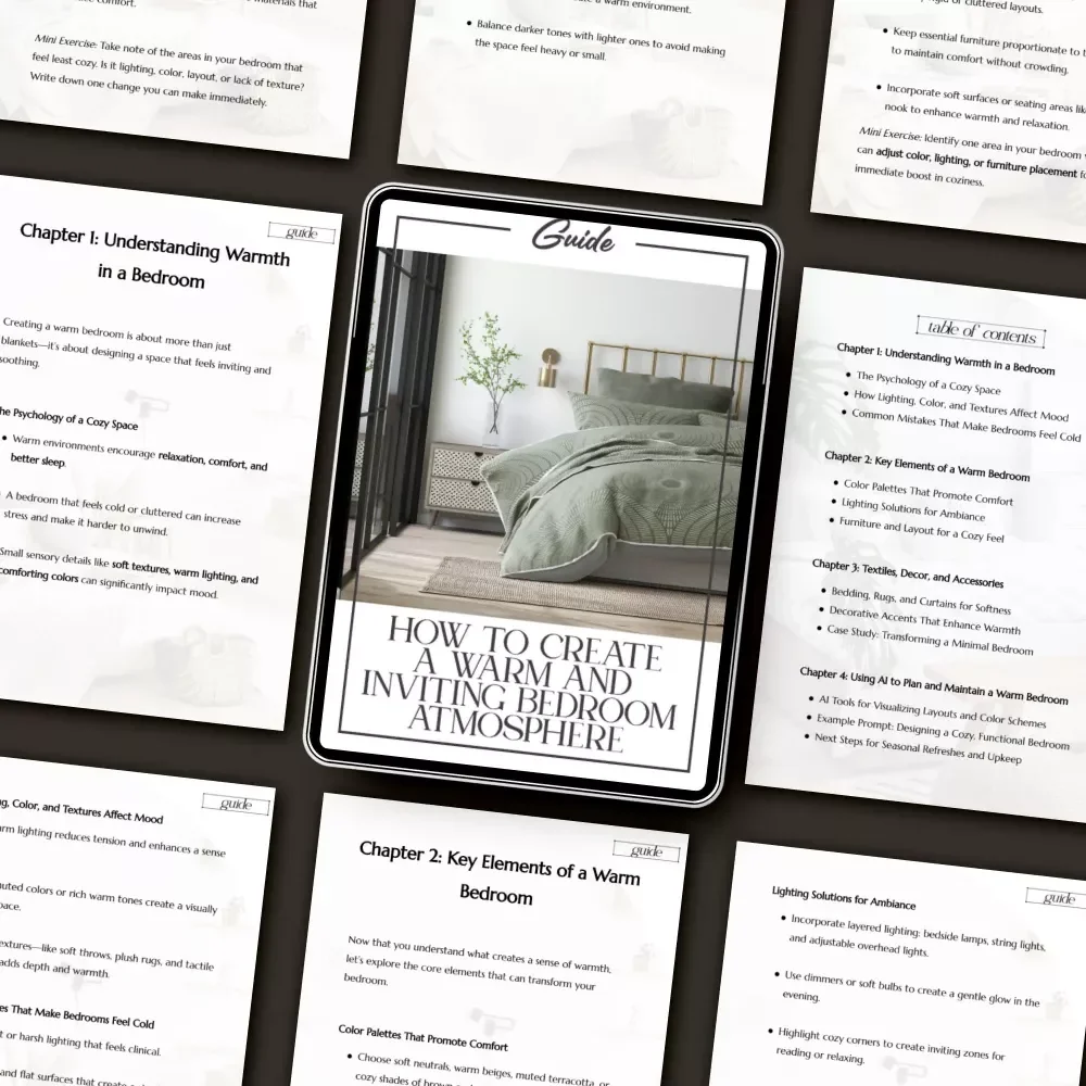 How to Create a Warm and Inviting Bedroom Atmosphere | Cozy Bedroom Decor Guide | Interior Design eBook | Home Styling Checklist | Digital Download