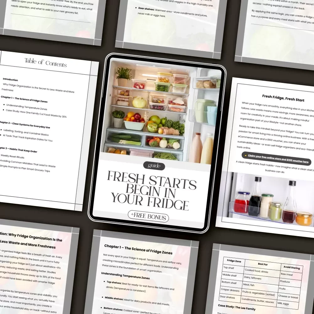 Fresh Starts Begin in Your Fridge | How to Organize Your Fridge to Reduce Food Waste | Digital Guide for a Cleaner, Fresher, More Sustainable Kitchen