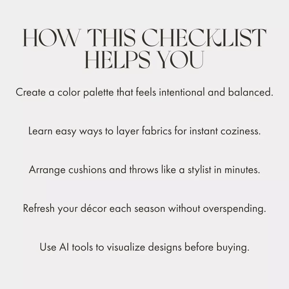 Cushion & Throw Magic Checklist | Digital Download Home Styling Guide | How to Style Cushions and Throws for a Cozy, Designer Look
