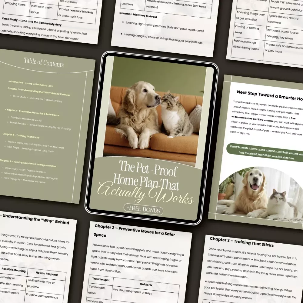 The Pet-Proof Home Plan That Actually Works | Ultimate Digital Guide for Pet Owners | What to Do When Pets Knock Things Over | Instant Download PDF