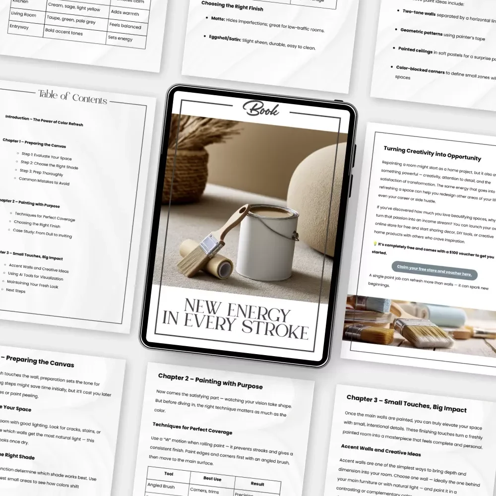 New Energy in Every Stroke – A Complete Guide on How to Refresh a Room with Paint | Digital Download Home Makeover eBook for DIY Enthusiasts, Renters & Interior Design Lovers