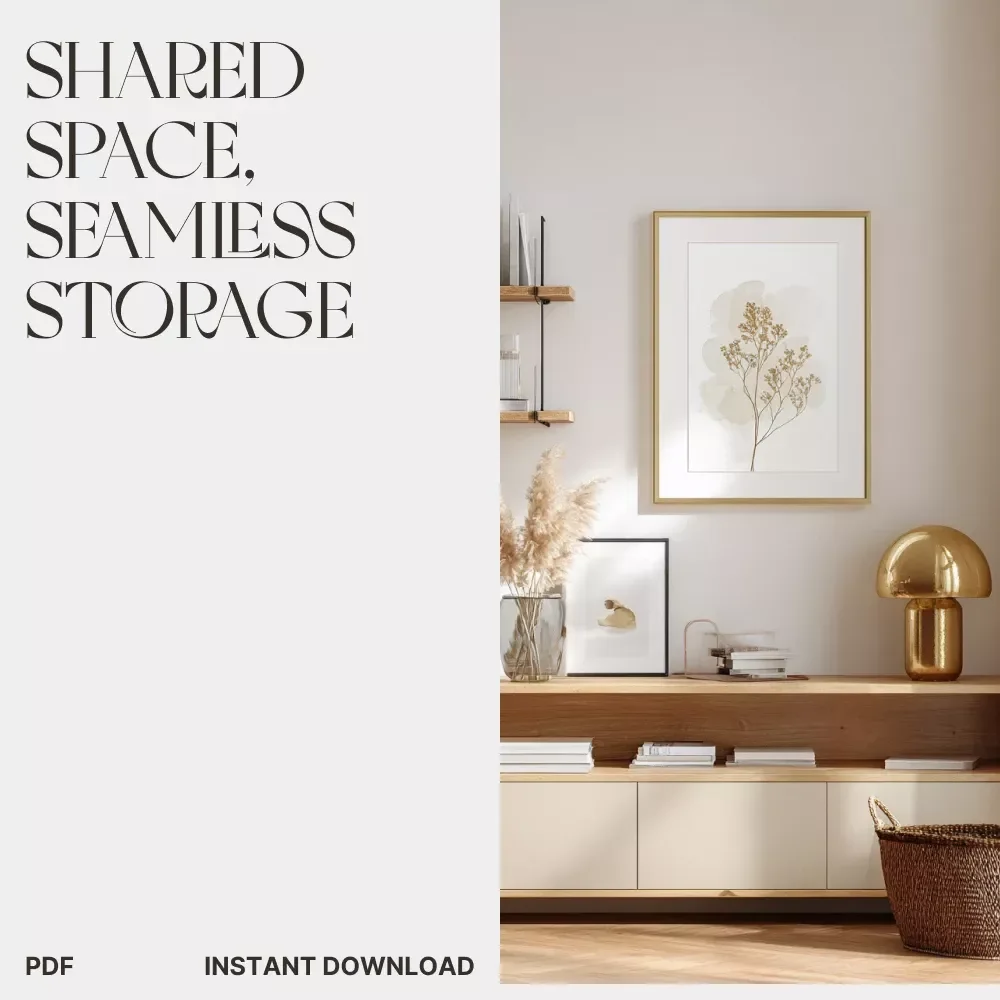 Shared Space, Seamless Storage — Smart Storage Design Guide for Roommates, Families & Co-Living | Digital Download eBook for Shared Living Organization