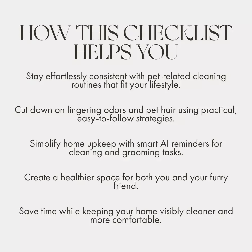 Fur-Friendly Home Freshness | Printable Pet Hygiene Checklist | How to Maintain Hygiene with Pets | Digital Download for Clean & Odor-Free Living with Dogs & Cats