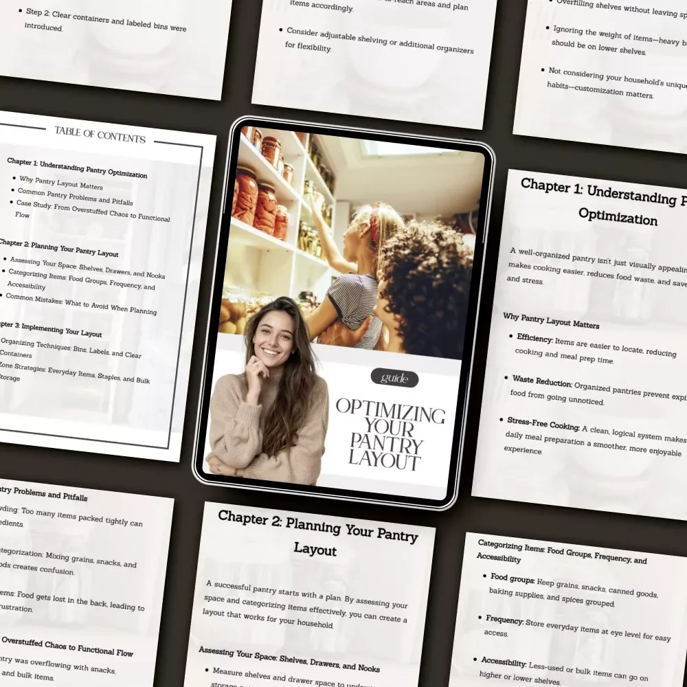 Optimizing Your Pantry Layout | Digital Guide for Organized Kitchens | How to Optimize Pantry Layout for Efficiency and Style | Printable Home Organization eBook