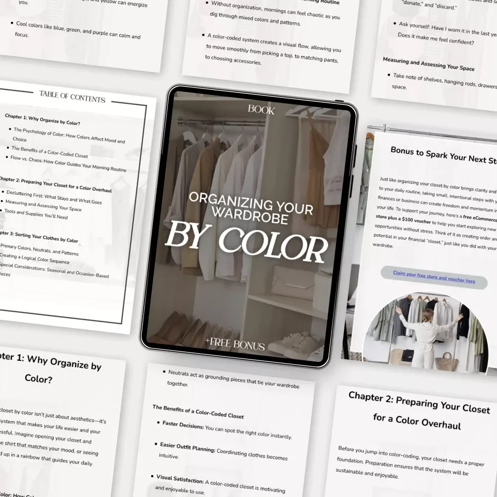 Organizing Your Wardrobe by Color | How to Organize a Closet by Color | Digital eBook Guide for a Stress-Free, Stylish Closet
