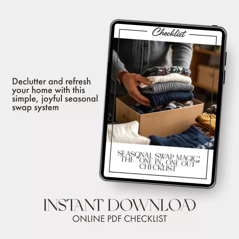 Seasonal Swap Magic: The “One In, One Out” Checklist | How to Rotate Seasonal Items with One In One Out | Declutter, Organize & Refresh Your Home Every Season