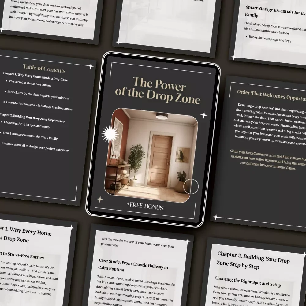 The Power of the Drop Zone | Guide to How to Create a Drop Zone by the Door | Entryway Organization eBook for Clutter-Free Living