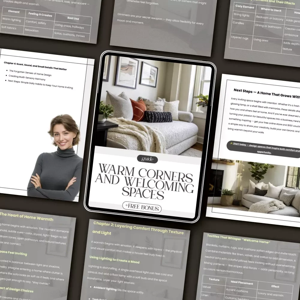 Warm Corners and Welcoming Spaces | A Home Design Guide for Ways to Make Home Feel Inviting | Cozy Living eBook & Digital Download