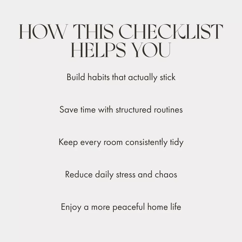 How to Implement Routines for an Organized Home | Printable Checklist for Daily, Weekly & Family Organization | Digital Download for Decluttering and Time Management