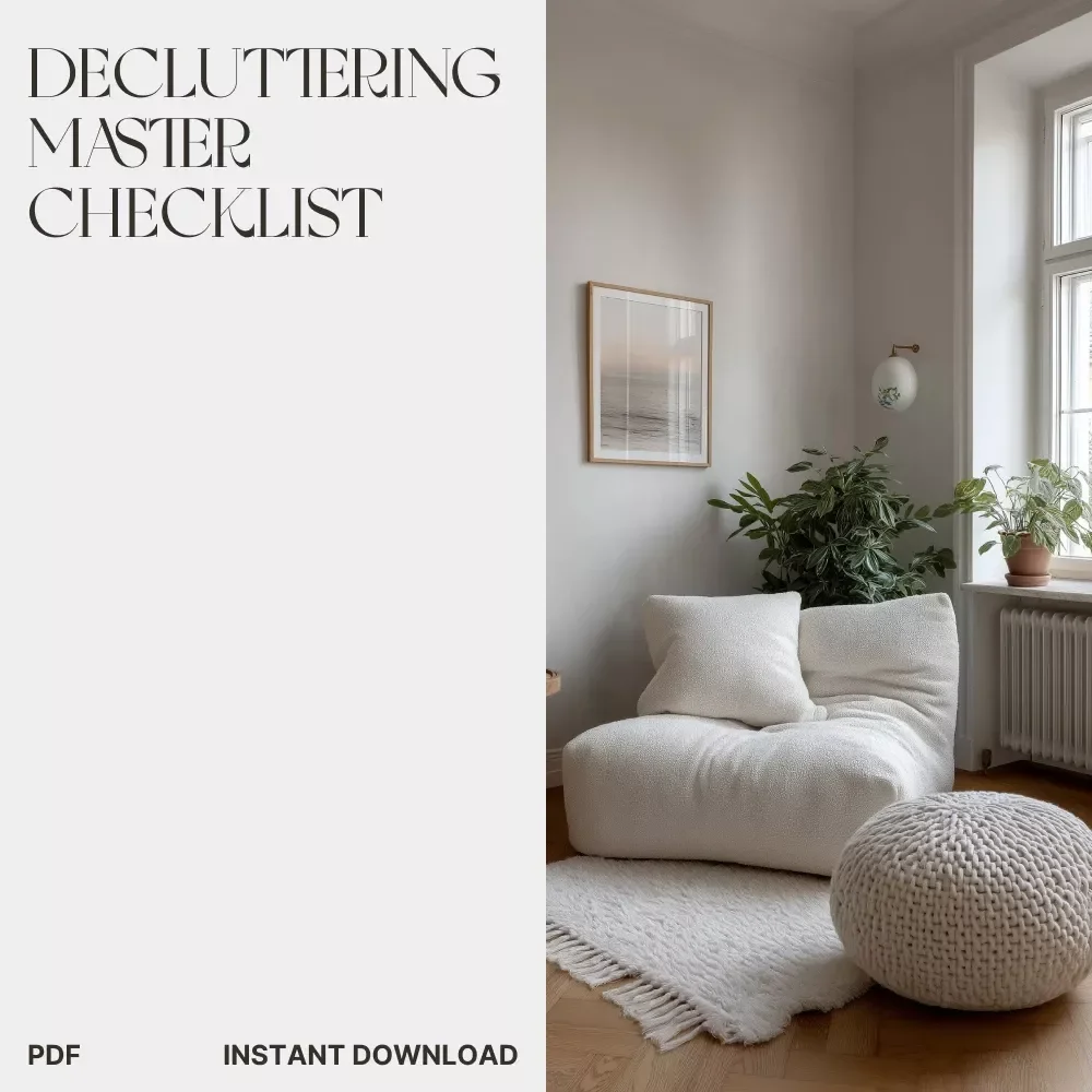 Decluttering Master Checklist | Digital Download | How to Combine One In One Out with Decluttering | Minimalist Home Organization Guide
