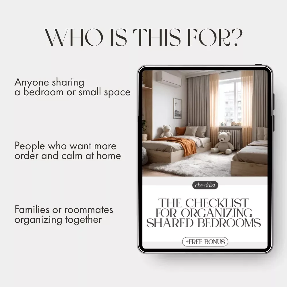 The Checklist for Organizing Shared Bedrooms | Printable Room Organization Guide | Digital Download for Families, Roommates & Kids | How to Organize Shared Bedrooms Easily